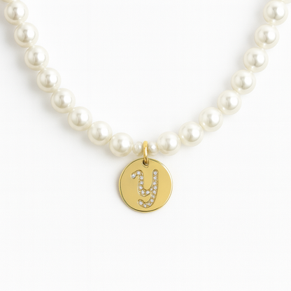 Collana Perle Letter Tag