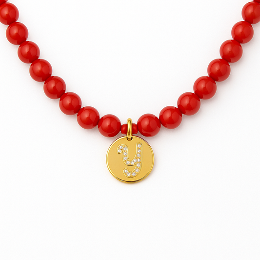 Collana Corallo Letter Tag
