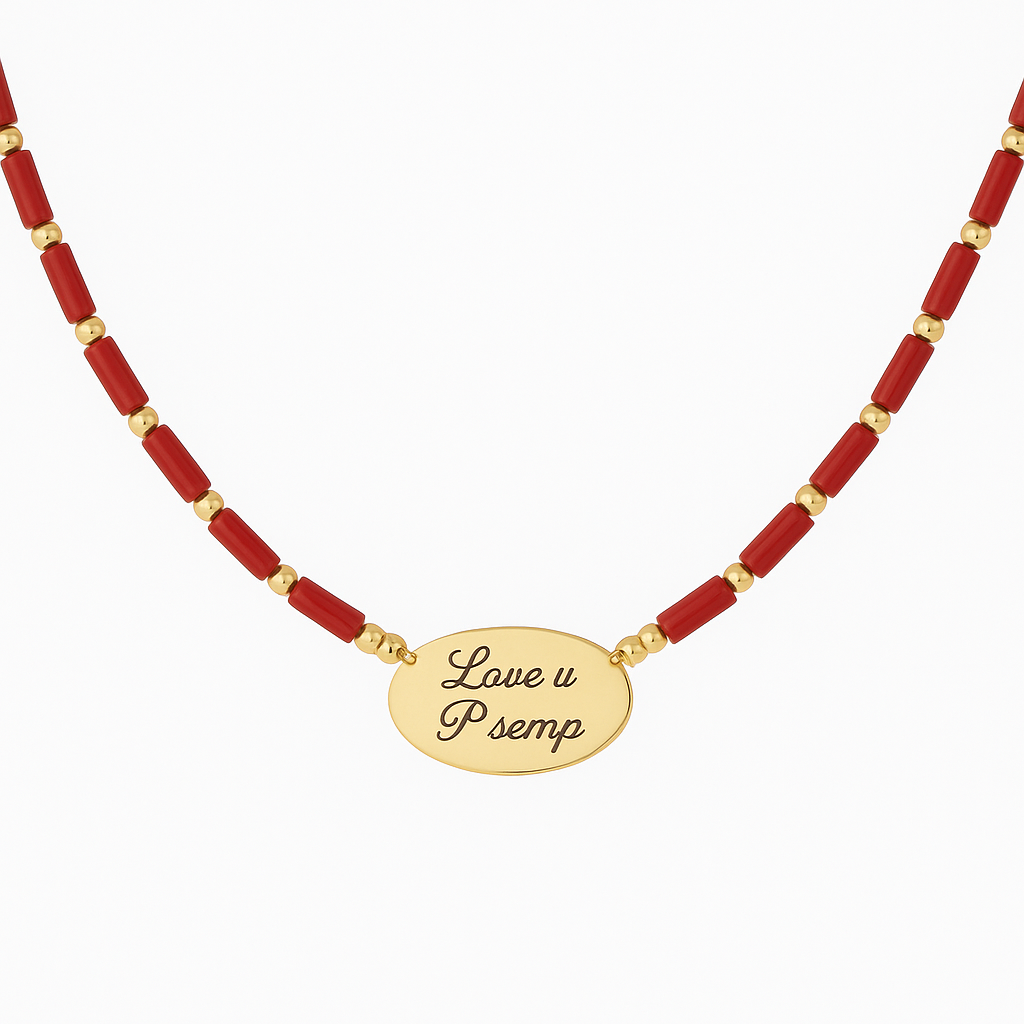 Collana Corallo con Piastrina