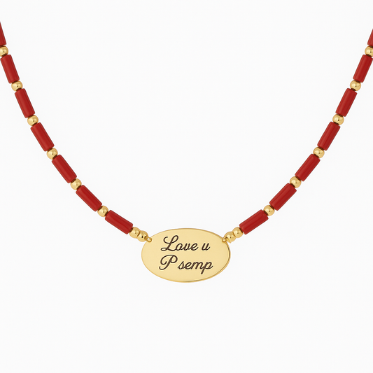 Collana Corallo con Piastrina