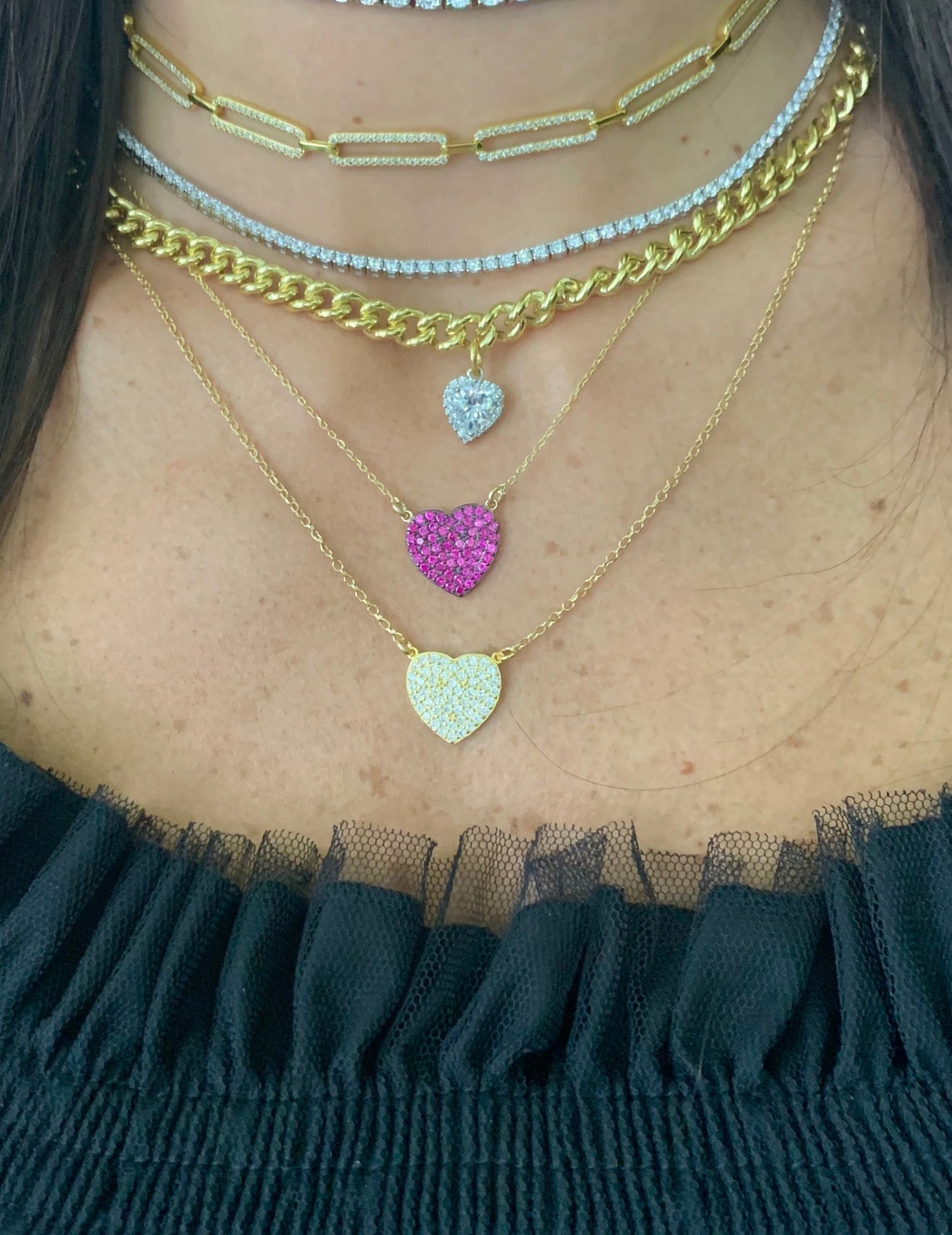 Collana Heart pavé